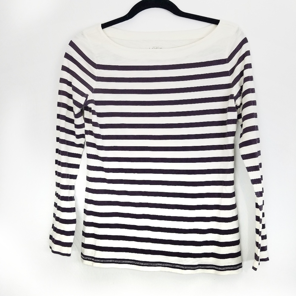 LOFT boatneck striped long sleeve tee - Medium